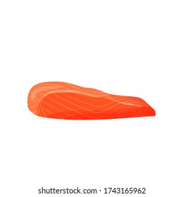 Salmon fillet cartoon vector illustration. Raw ocean red fish flat color object. Source of easily digestible protein and omega 3 fats. Healthy food product isolated on white background