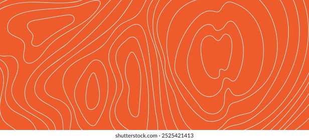 Vetor de fundo de textura de padrão de filete de salmão. Abstrato carne de salmão no fundo laranja com listras salmão linha arte. Ilustração de design para restaurante japonês, site, banner, embalagem.