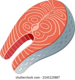 Salmon fillet. Vector color illustration.