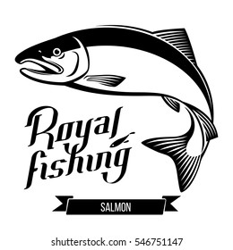 Salmon Fish Black Outline Vector Illustration