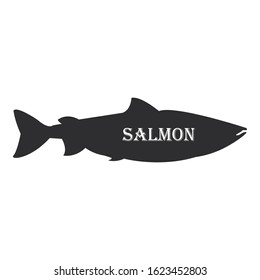 Salmon fish black silhouette on white background