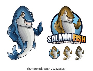 Salmon fish cartoon mascot character