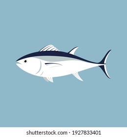 Salmon fish cartoon vector. Salmon fish on blue background.