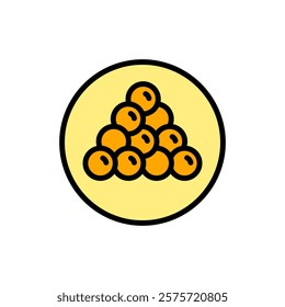 Salmon fish caviar color icon. Seafood product sign, ocean fish cooking or culinary ingredient symbol. Best for menus of restaurants, cafes, bars and food courts. Simple vector symbol with jar of cavi