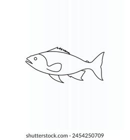 Salmon fish in continuous line art drawing style. Minimalist black linear sketch on white background