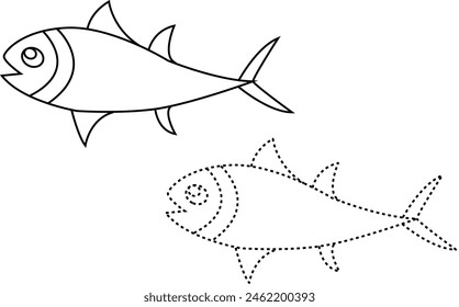 Salmon fish in continuous line art drawing style. Minimalist black linear sketch on white background. Vector illustration
