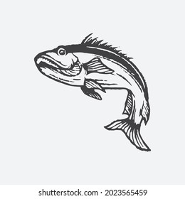 Salmon fish drawing. Creative design.