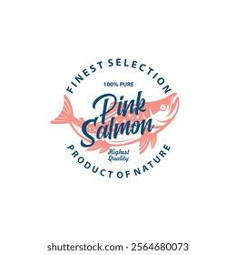 salmon fish emblem logo, circle shape salmon stamp logo