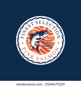 salmon fish emblem logo, salmon stamp logo