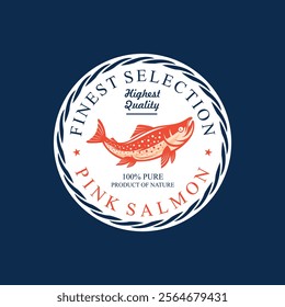 salmon fish emblem logo, salmon stamp logo