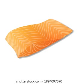 Salmon fish fillet realistic vector illustration isolated on white background
