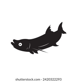 Salmon, fish and fishing, logo template. Underwater world, river and marine life, nature, vector design, illustration