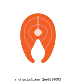 Lachsfisch, flache Farbe, Symbol: Meeresfrüchte und gesunde Lebensmittel