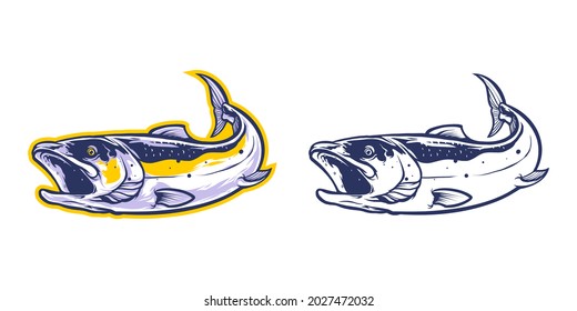 Salmon fish fresh illustration with bonus extra one color alternate