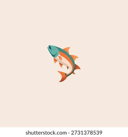 Ícone de peixe de salmão design de vetor plano.
