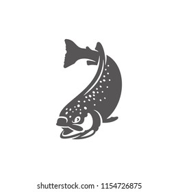 Salmon fish icon isolated on white background vector illustration. Seafood vector graphic silhouette.