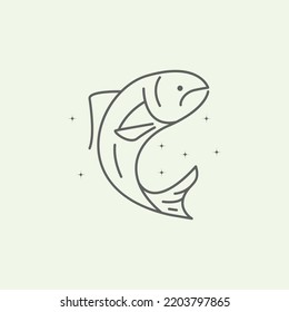 salmon fish icon logo vector symbol illustration design, line art fish logo