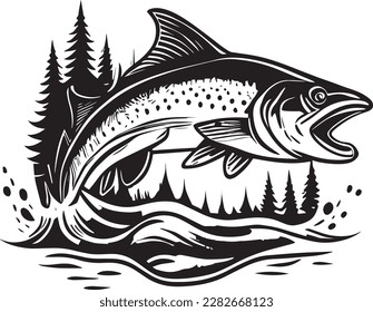Salmon Fish Icon Silhouette Logo 