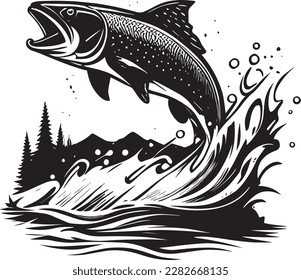 Salmon Fish Icon Silhouette Logo 