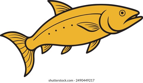 Salmon Fish illustration artwork with a whit background