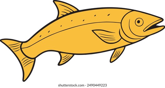 Salmon Fish illustration artwork with a whit background