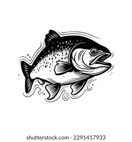 Salmon fish isolated on white background. vector illustration.