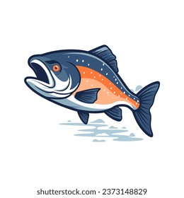 Salmon fish isolated on white background. Vector illustration in cartoon style. flat vector logo