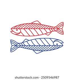 salmon fish line simple logo design vector