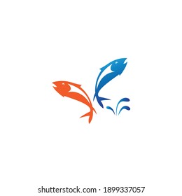 Salmon fish logo abstract illustration color design vector