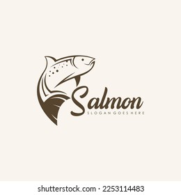 Salmon fish logo design template vector. Animal logo template