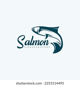 Salmon fish logo design template vector. Animal logo template