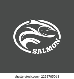 Salmon fish logo design template vector. Animal logo template
