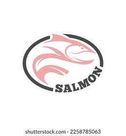 Salmon fish logo design template vector. Animal logo template