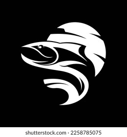 Vector de la plantilla de diseño del logotipo del pez salmón. Plantilla de logotipo animal
