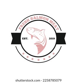 Salmon fish logo design template vector. Animal logo template