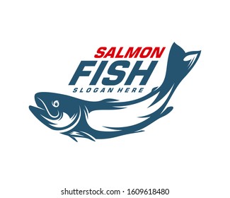 Salmon Fish logo design vector. Fishing logo design template illustration . Sport fishing Logo