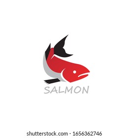 Salmon fish logo design vector on white background
