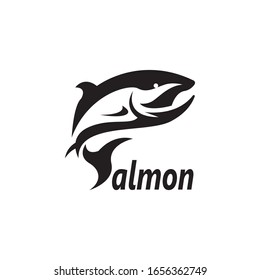 Salmon fish logo design vector on white background