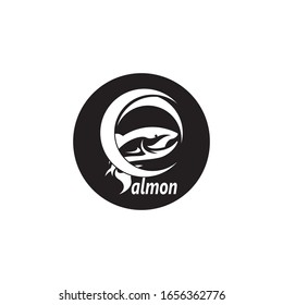 Salmon fish logo design vector on white background