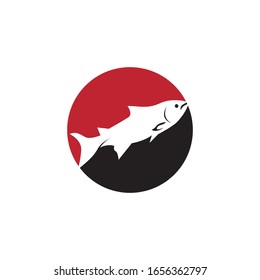 Salmon fish logo design vector on white background