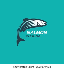 salmon fish logo, fishing logo icon vector illustration