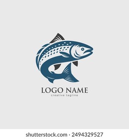 Salmon fish logo, fish logo, fishing, fish icon design template