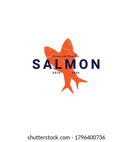 Salmon fish logo label sticker design for business and market