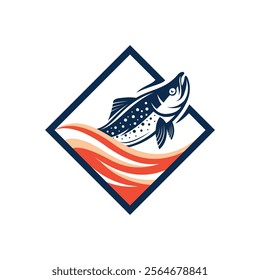 salmon fish logo and salmon meat texture