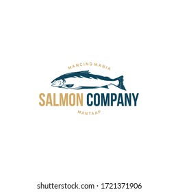 Salmon fish logo, fish logo, raw food logo