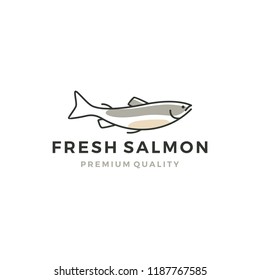 salmon fish logo seafood label badge vector sticker download