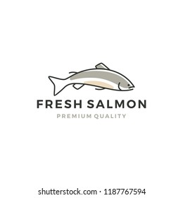 Salmon Fish Logo Seafood Label Badge Stock Vector (Royalty Free) 1187767606