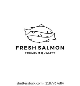 salmon fish logo seafood label badge vector sticker download