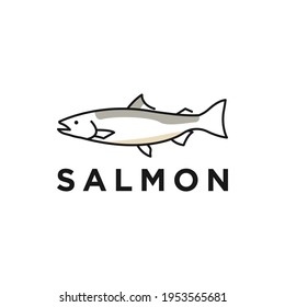 salmon fish logo seafood label badge vector