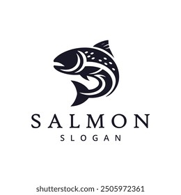 Salmon fish logo seafood label Fishing logo design template illustration